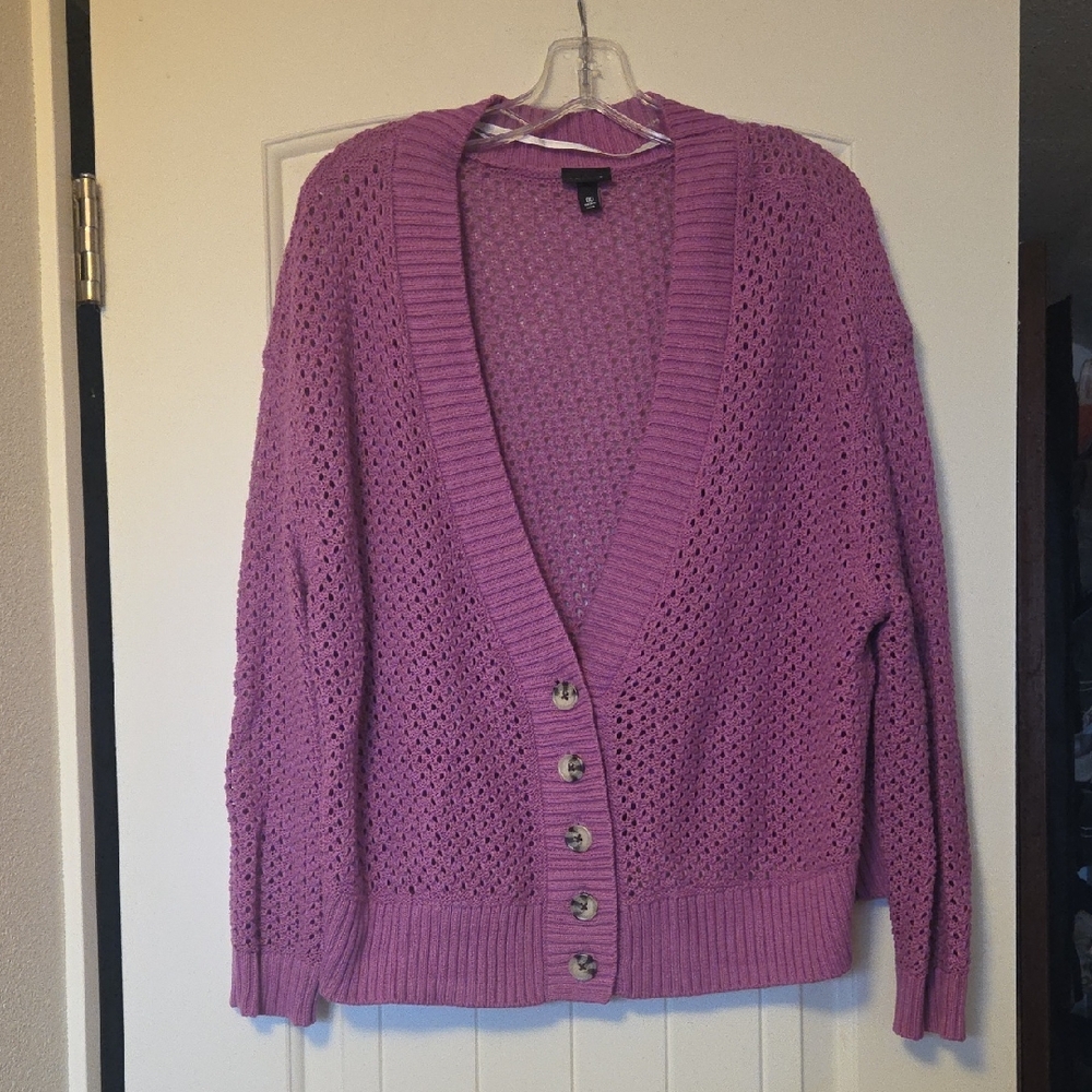 torrid Lavender Open-Knit Button Cardigan